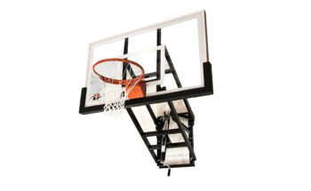 WM60 Height Adjustable Wall Mount Ryval Hoops Basketball Goal with 60 inch Glass Backboard