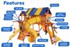 Features diagram 66 7 Bengal Fort DoubleDecker w  BYB Tarp 4x6 Monkey Bars Loft Yellow DoubleWall Scoop Slide and Yellow Spiral Slide