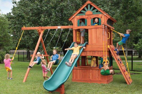 Parrot Island Fort Swing Set with Treehouse Panels & Playhouse Panels