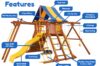 Features diagram 15 Parrot Island Playcenter w  BYB Tarp 4x4 Monkey Bars and Yellow Wave Slide
