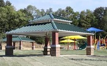 two tier pyramid metal shelters
