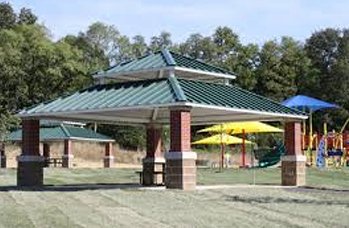 two tier pyramid metal shelters