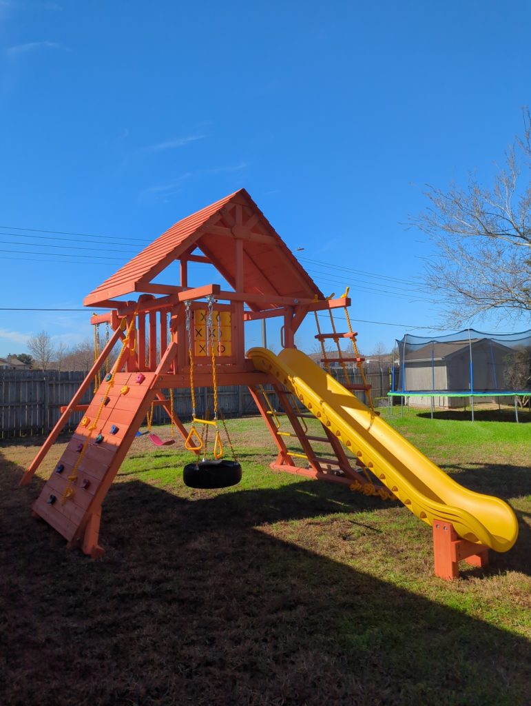 College Station TX swing set install 1