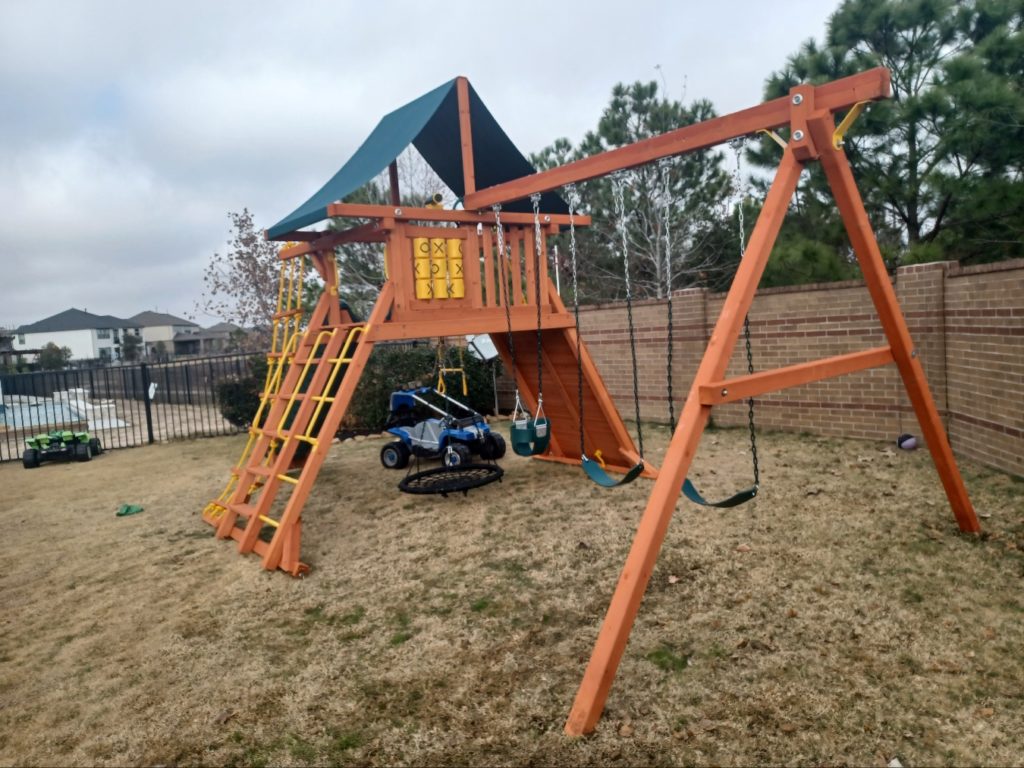 Cypress TX swing set install 1
