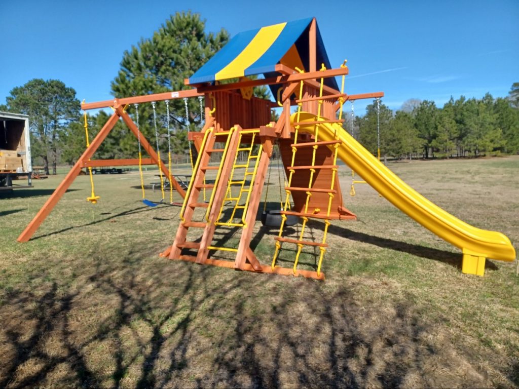 Livingston TX swing set install 1