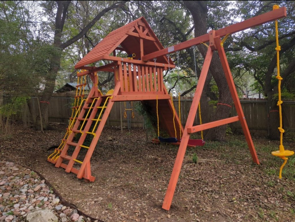 Manor TX swing set install 1