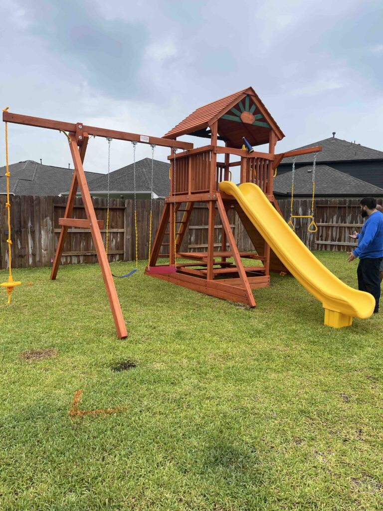 Houston TX 5 Tree Frogs Swing Sets Install