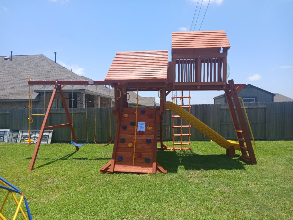 Mont Belvieu TX 3 Tree Frogs Swing Sets Install