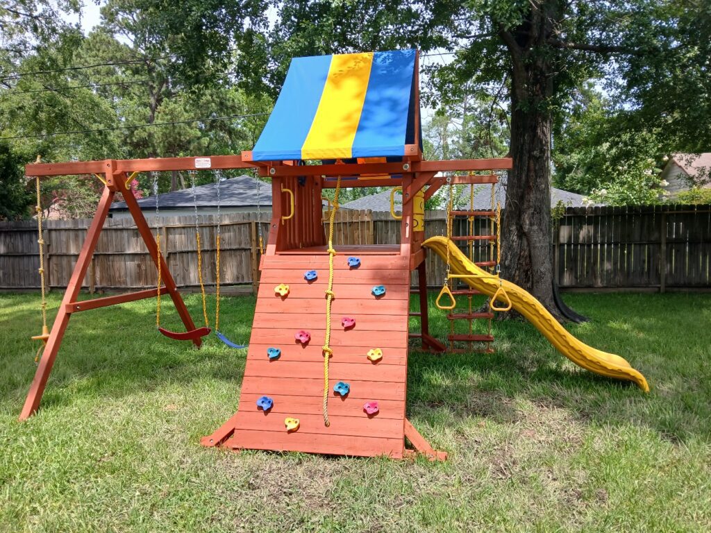 Spring TX 2 Tree Frogs Swing Sets Install