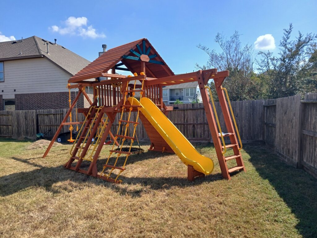 Richmond TX 2 Tree Frogs Swing Sets Install