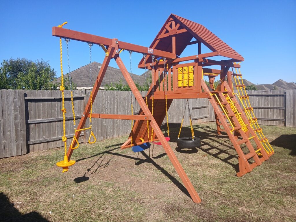 Richmond TX 2 Tree Frogs Swing Sets Install