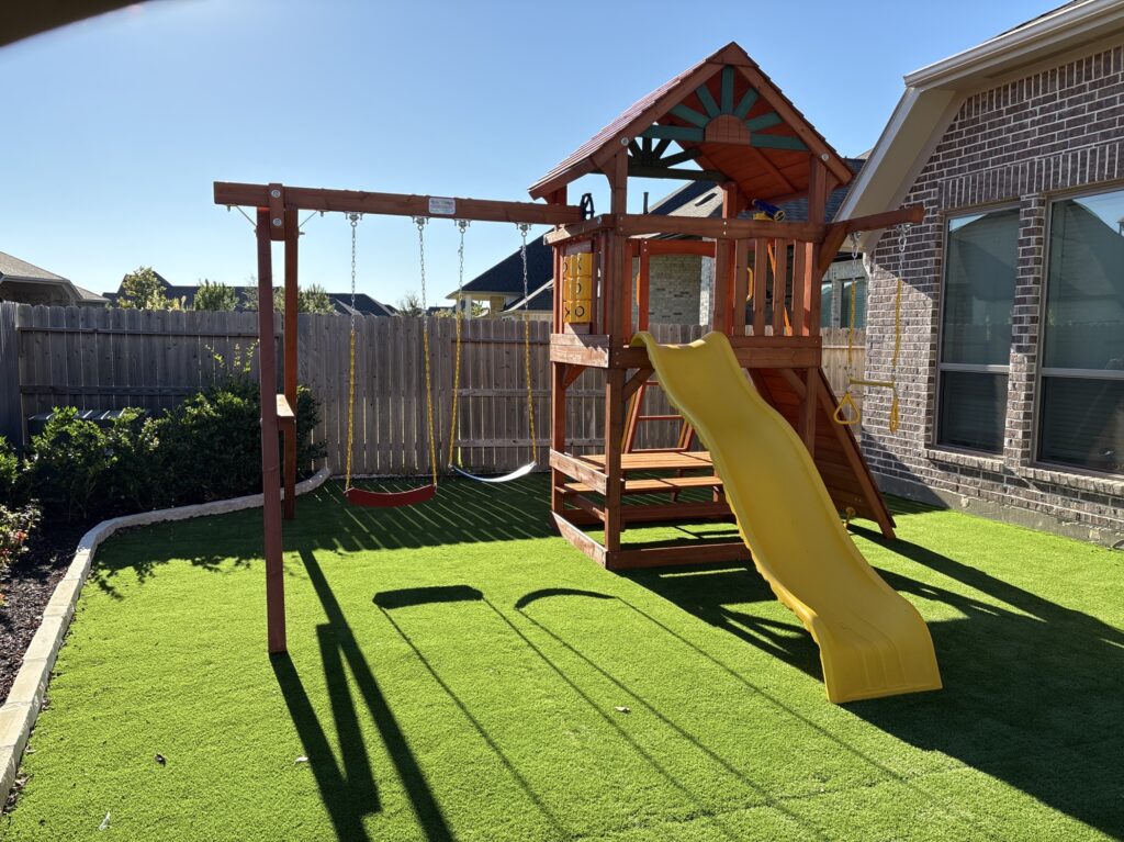 Tomball TX 3 Tree Frogs Swing Sets Install