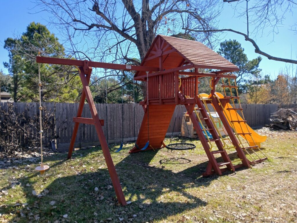 Houston TX 3 Tree Frogs Swing Sets Install