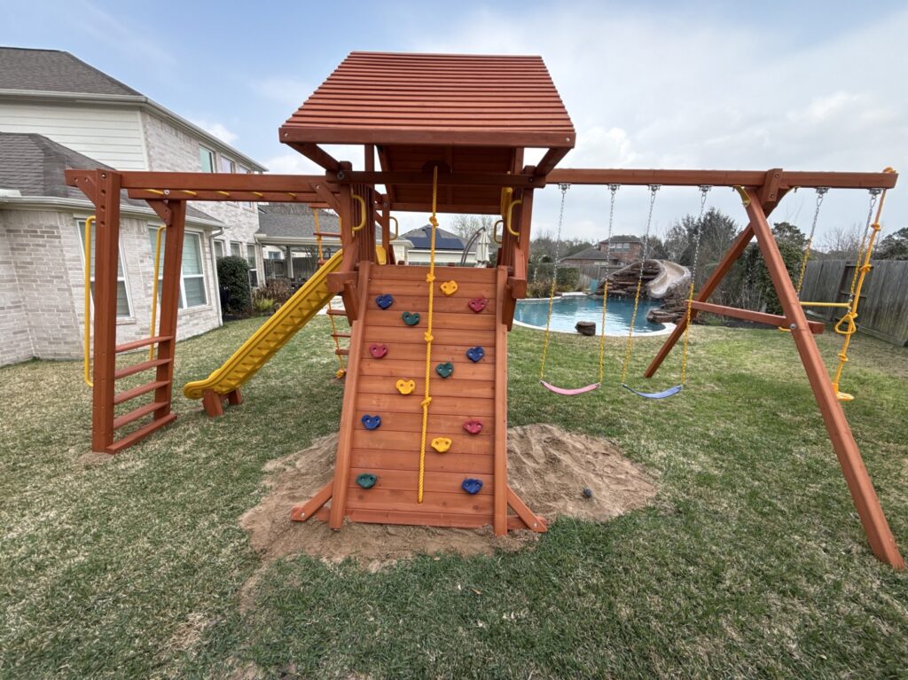 Pearland TX 3 Tree Frogs Swing Sets Install