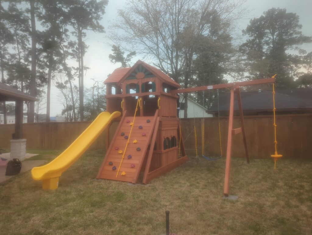 Spring TX 3 Tree Frogs Swing Sets Install