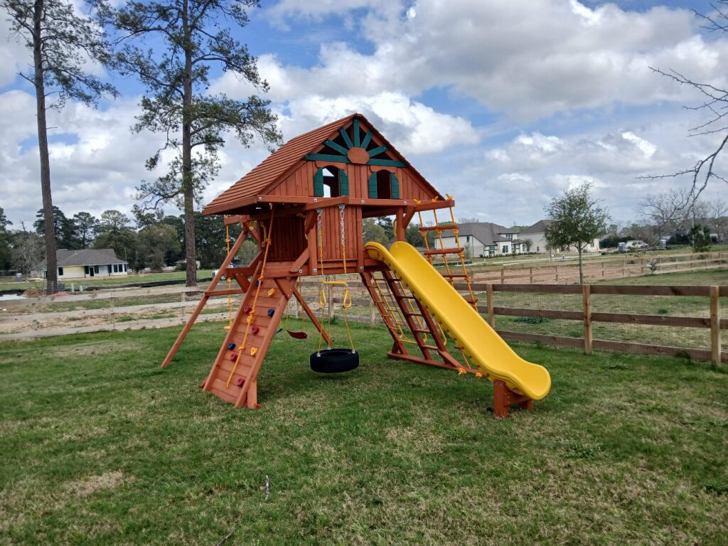 Tomball TX 2 Tree Frogs Swing Sets Install