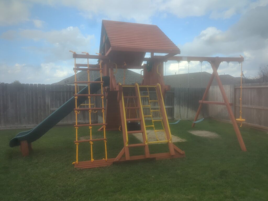 Tomball TX 3 Tree Frogs Swing Sets Install
