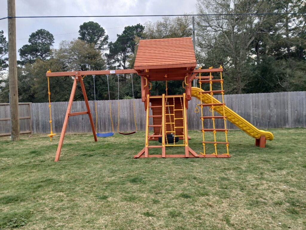 Tomball TX 4 Tree Frogs Swing Sets Install