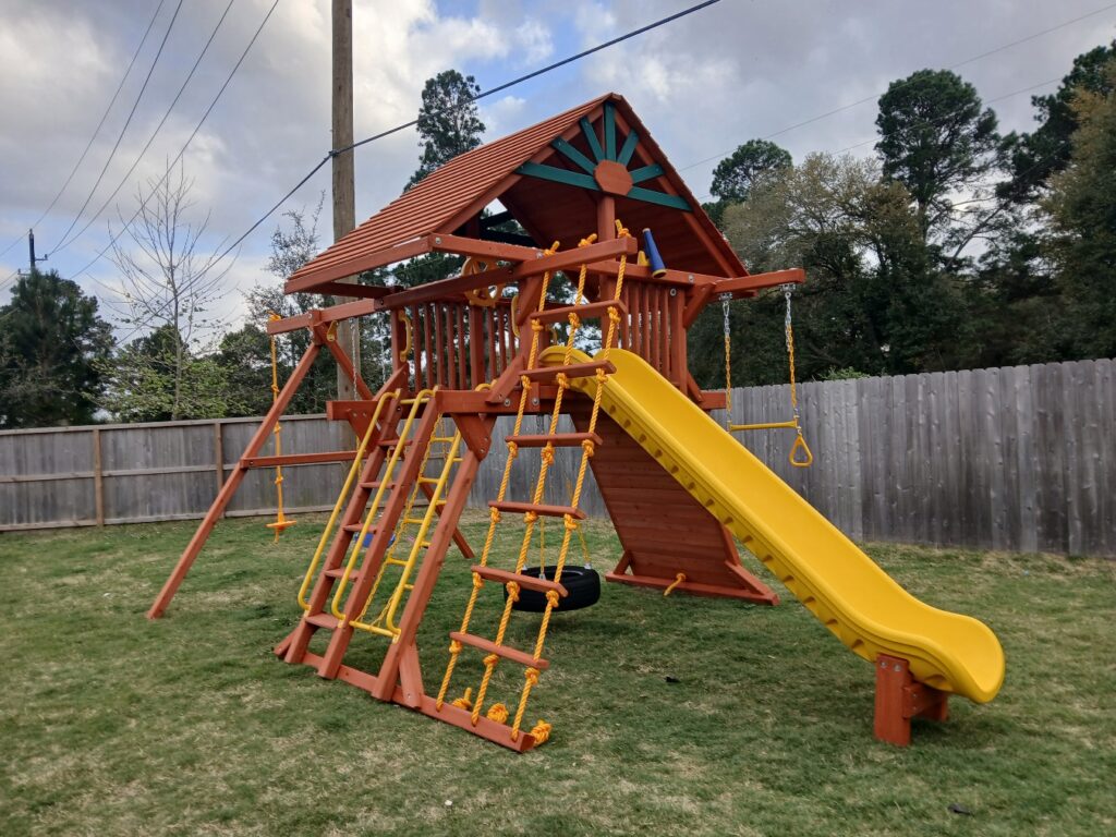 Tomball TX 5 Tree Frogs Swing Sets Install