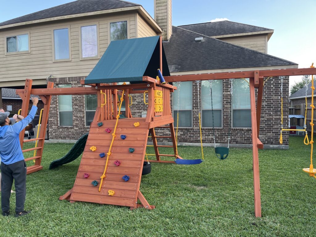 Tomball TX 2 Tree Frogs Swing Sets Install
