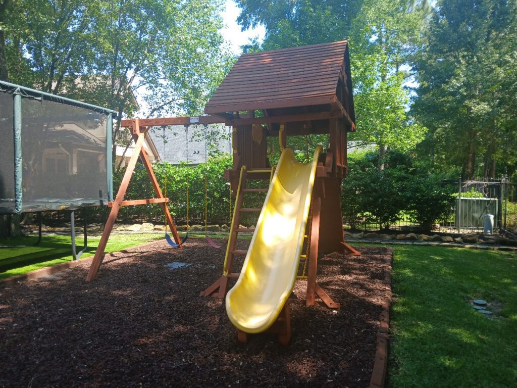 Woodsland TX 3 Tree Frogs Swing Sets Install