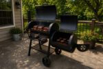 Offset firebox on the Smokehaus wood-fired smoker and grill