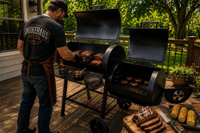 Lifestyle Man Grilling Logo Option distressed 900x650