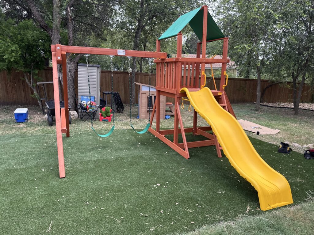 Garden Ridge TX 1 Tree Frogs Swing Sets Install