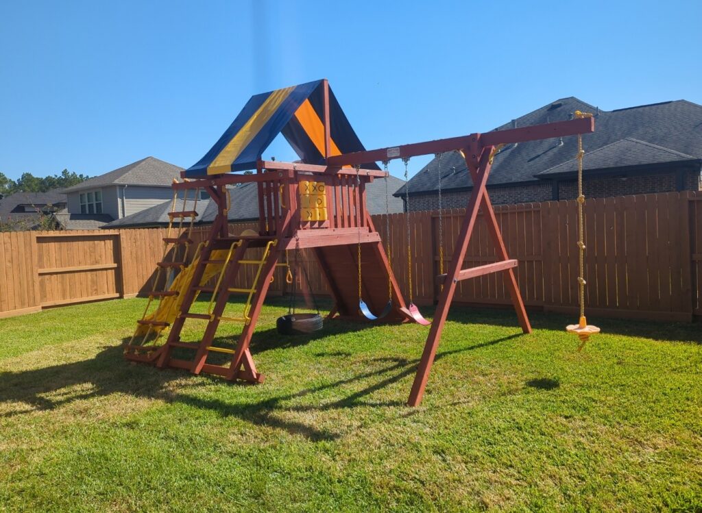Spring TX 2 Tree Frogs Swing Sets Install