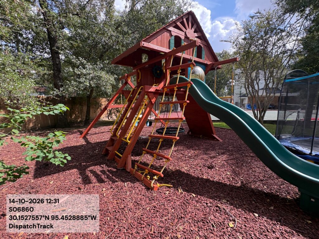 The woodlands TX 1 Tree Frogs Swing Sets Install